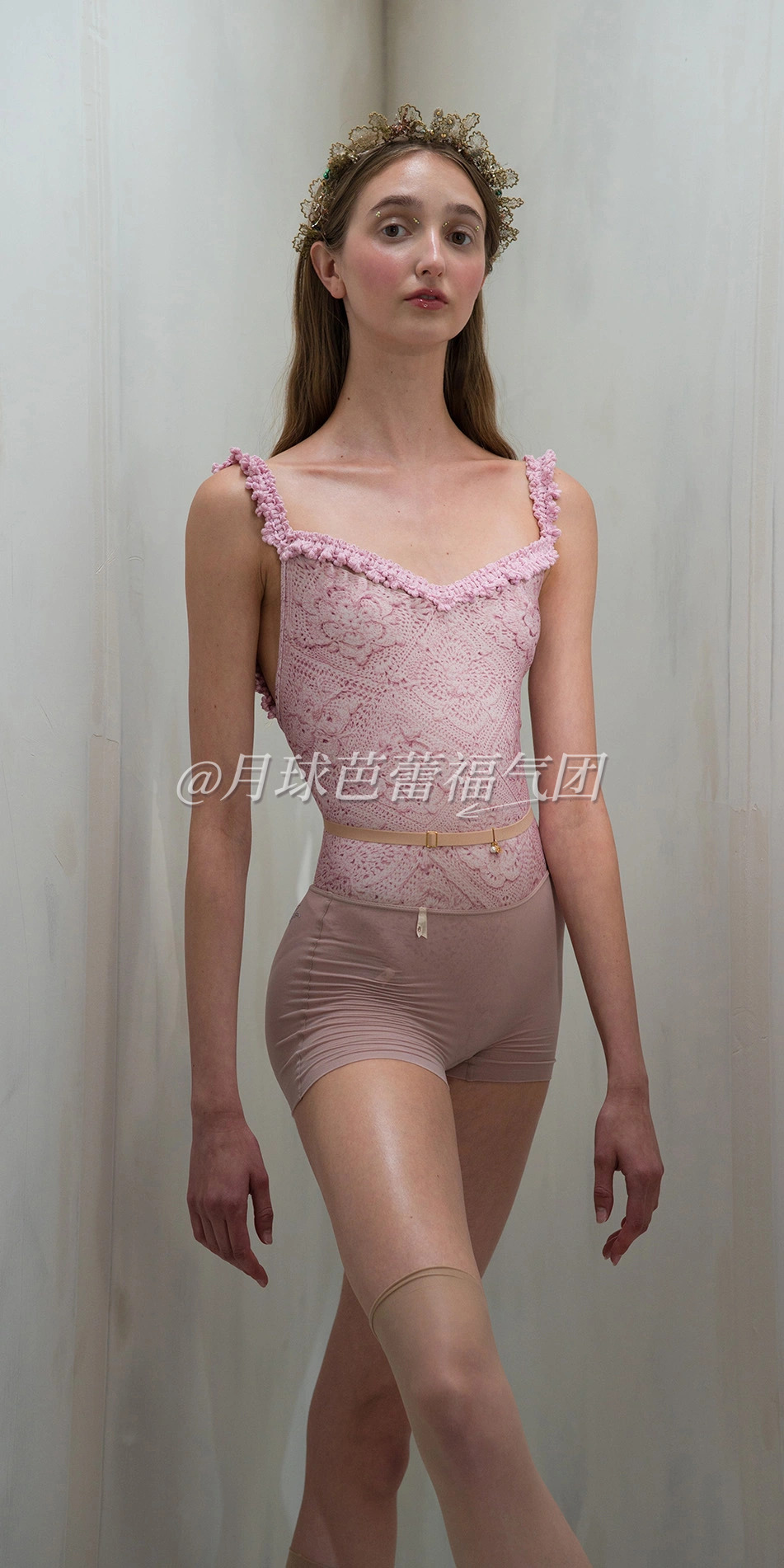 Sheer shorts with rhinestuds in dusty pink front cropped 3